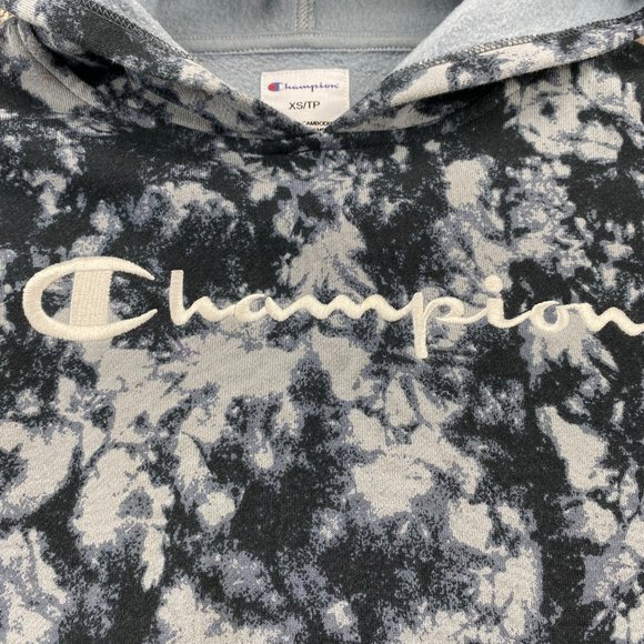 Champion Sweater Women Extra Small XS Black Gray Hoodie Spell Out Embroidered - Picture 3 of 12